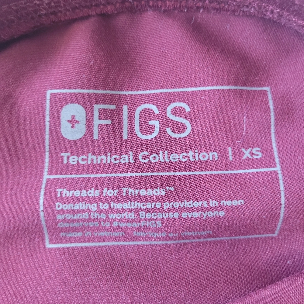 Figs Livingston Highwaisted Scrub Pants Burgundy Womens Size XS Medical Nurse - Picture 3 of 6